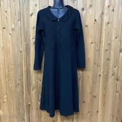 美品】 agnes.b アニエスベー バイカラーワンピース 丸襟 長袖 黒 白