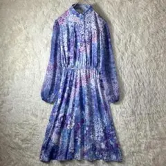 美品 USA製 レディキャロル 花柄 ワンピース パープル ボタニカル