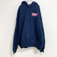 パーカー【XXL】フード 長袖 バックプリント 紺 綿混 ビッグサイズのサムネイル