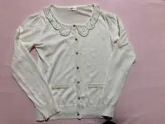 LODISPOTTO アイボリー レース装飾 カーディガン