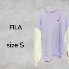 FILA フィラ　パーカー　スウェット　刺繍　ラベンダー　フード付き　古着