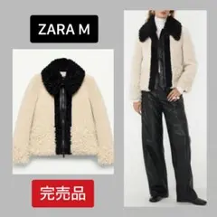 ●ZARA●ザラ●パッチワークフェイクファージャケット●M●
