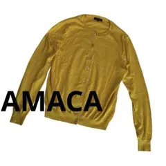 試着のみ美品　アマカ【シルクコットン】上質カーディガン 黄色 38 日焼け対策のサムネイル