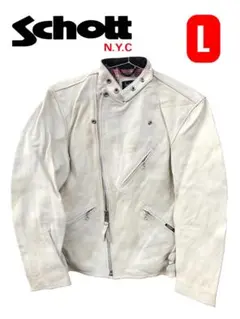 [訳あり] 新品 Schott ダブルライダースレザージャケット アイボリー/L