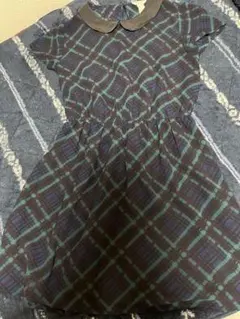【美品】FOREVER21 チェック柄 半袖シースルーひざ丈ワンピース M