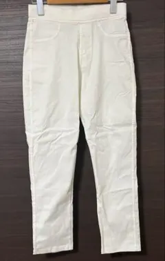 スキニーパンツ ウエストゴム　白　ホワイト　スリムパンツ　Mサイズ