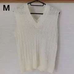 レトロガール 春用Vネックベスト M オフホワイト