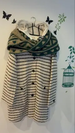 ストライプ柄フード付きジャケット