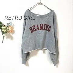 01 レトロガール トレーナー スウェット オフショルダー カジュアル ロゴ