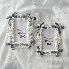 B8 ホイップデコ硬質トレカケース　うねうね♡ホワイトリボンチェック　2個セット