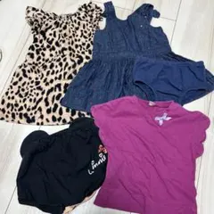 ベビー服 80cm ヒョウ柄・デニム・Tシャツ・ショートパンツ4点セット