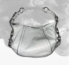 vintage white leather shoulder bag