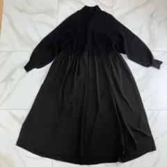 【Du noir】ニットドッキングワンピース　ピュアルセシン　ブラック