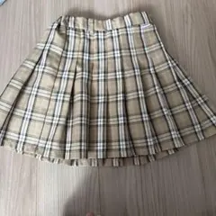 ベージュ系チェック プリーツスカート　ラブトキ