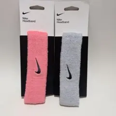 新品未使用 ナイキ NIKE ヘアバンド ヘッドバンド ピンク グレー 2本
