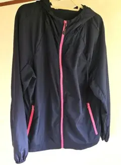 ネイビー/ピンク ウィンドブレーカー フード付き