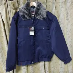 ネイビー ファー付きジャケット LLサイズ