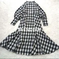 美品☆ELENDEEK チェック マーメイド フレアワンピース ロング丈 M