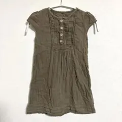 【綿100%】フェリシモ キッズ ワンピース 110cm カーキ ナチュラルのサムネイル