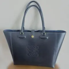 LOEWE ロエベ アナグラム トートバッグ レザー ネイビー