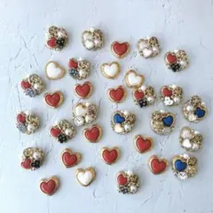 週末在庫 SALE♡ ハートカボション 32個 まとめ売り ハートボタン