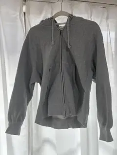 グレー フルジップパーカー フード付き