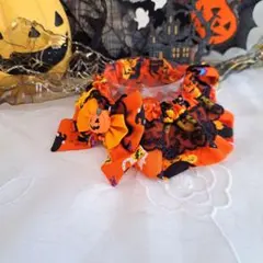 ハロウィン幅広シュシュ(オレンジ③)わんちゃん猫ちゃん用 - メルカリ
