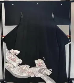 KK35 黒留袖 花 リメイク フォーマル トールサイズ 礼服 高級 五つ紋 KK35 黒留袖 花 リメイク フォーマル トールサイズ 礼服 高級 五つ紋