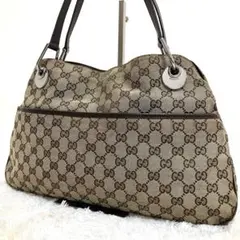 美品✨ GUCCI GGキャンバス レザー ショルダー シルバー金具
