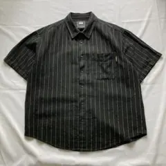 希少 麻素材 vintage リネン シャツ ブラック 大人気 古着 Lサイズ