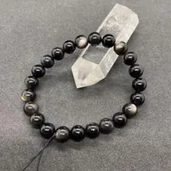 シルバーオブシディアン　天然石　8.3mmブレスレット