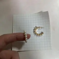 パールクリスタルフープイヤリング