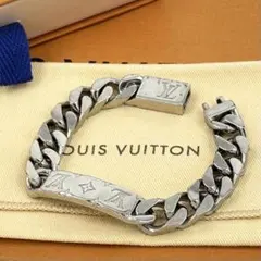 美品 ルイヴィトン モノグラム チェーン ブレスレット シルバー メタル