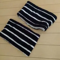 ネックウォーマーフリース素材 紺白ストライプ