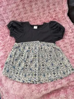 花柄ワンピース ★テータテート★チャコールグレー★80cm