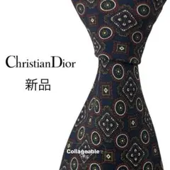 新品　ディオール　ネクタイ　ネイビー　総柄　幾何学