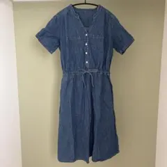マタニティ ワンピース デニム 半袖 妊婦 授乳 M