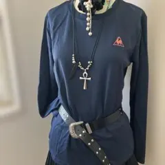 ‪ルコックY2kお兄系ウィッシュコア海外ガール姫ギャル00sネイビー Tシャツ