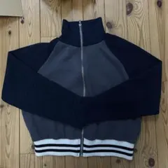 nugu ラグラン ニット トラックジャケット グレー ネイビー