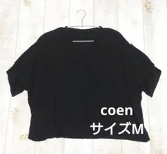 coen スキッパーネック 半袖ブラウス ブラックのサムネイル