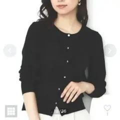 タグ付 index ビジューボタンクルーネック カーディガン 黒 シアー M