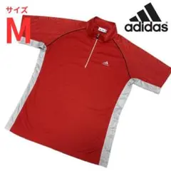 【美品】アディダスゴルフ ハーフジップ 半袖シャツ M 赤 テーラーメイド