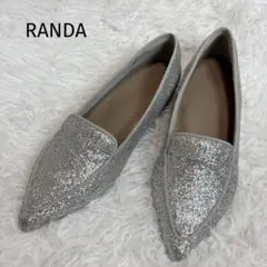 RANDA グリッターフラットパンプス 22.5 シルバーラメ　ポインテッドトゥのサムネイル