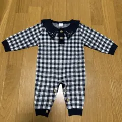 Cottoli チェック柄 襟付きロンパース