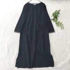 美品✨AMACA　2024年　レースニットワンピース　黒　38のサムネイル