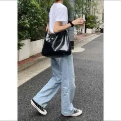 《訳あり》新品★レザーショルダーバッグ ブラック★