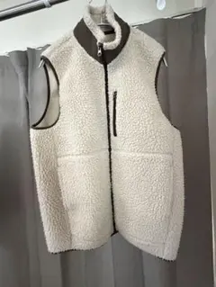 フリース ジップアップ ベスト クリーム色