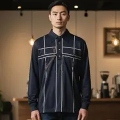 ジャパンヴィンテージ Mr.sharaku チェーンベルト柄プルオーバーシャツ
