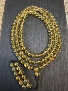 T-754天然本琥珀　藍珀アンバー　ネックレス多重ブレスレット　天然保証108粒