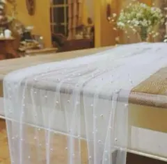 テーブルクロス パール付き チュール ウェルカムスペース 装飾品